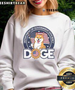 Funny Doge crypto meme sweatshirt highlighting government efficiency with a playful design and vibrant colors.