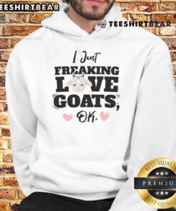 Funny farm life hoodie for goat lovers featuring 'I Freaking Love Goats' design, perfect for farmers and goat enthusiasts.