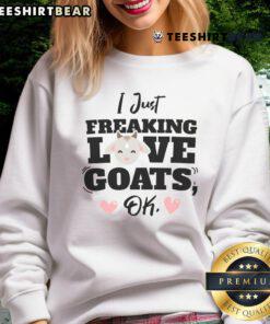 Funny Farm Life sweatshirt for goat lovers featuring 'I Freaking Love Goats' design, perfect for farmers and animal enthusiasts.