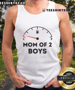 Funny mom of 2 running on empty in a humorous Mother's Day tank top, showcasing her playful parenting spirit.