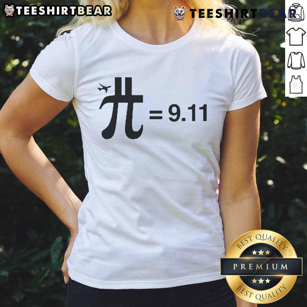 Funny Pi Plane 9.11 Ladies Tee featuring a humorous graphic design celebrating math and aviation for women.