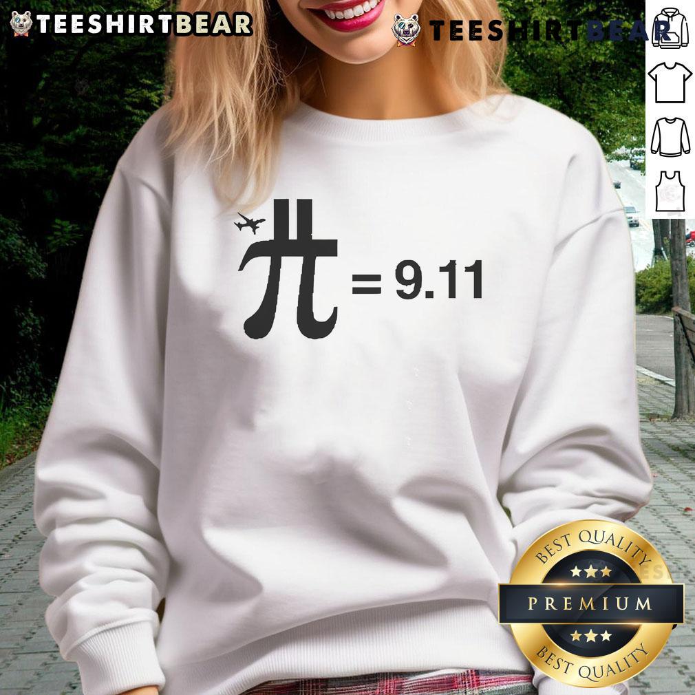 Funny Pi Plane 9.11 Sweatshirt featuring a humorous graphic of a plane and pi symbol, perfect for math and aviation enthusiasts.