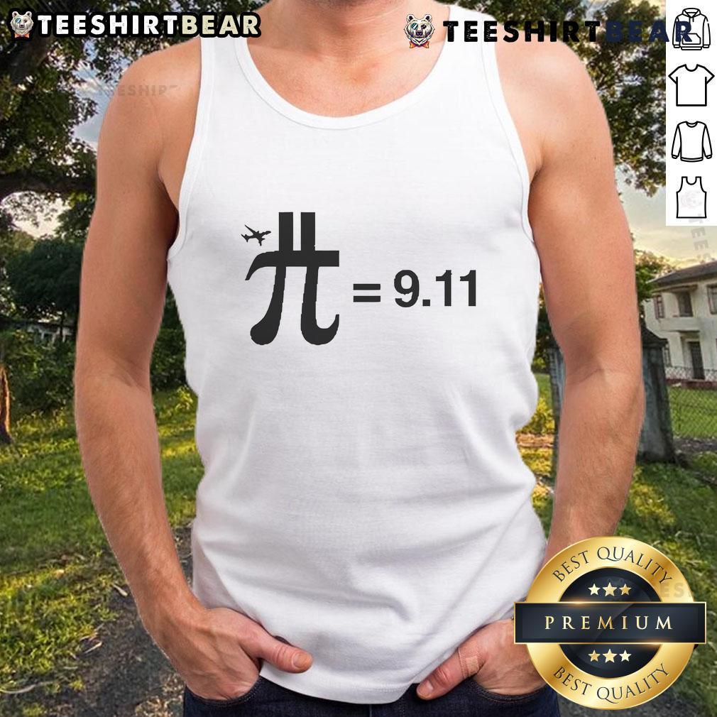 Funny Pi Plane 9.11 tank top featuring a humorous graphic design of a plane and mathematical symbols, perfect for math lovers.