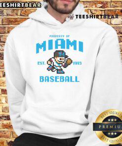 Funny Miami Marlins baseball hoodie, established 1993, featuring 8-bit pixel art design for fans.