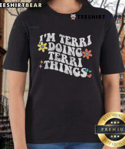 Funny retro 'I'm Terri Doing Terri Things' tee for Mother's Day, featuring a groovy design perfect for stylish moms.