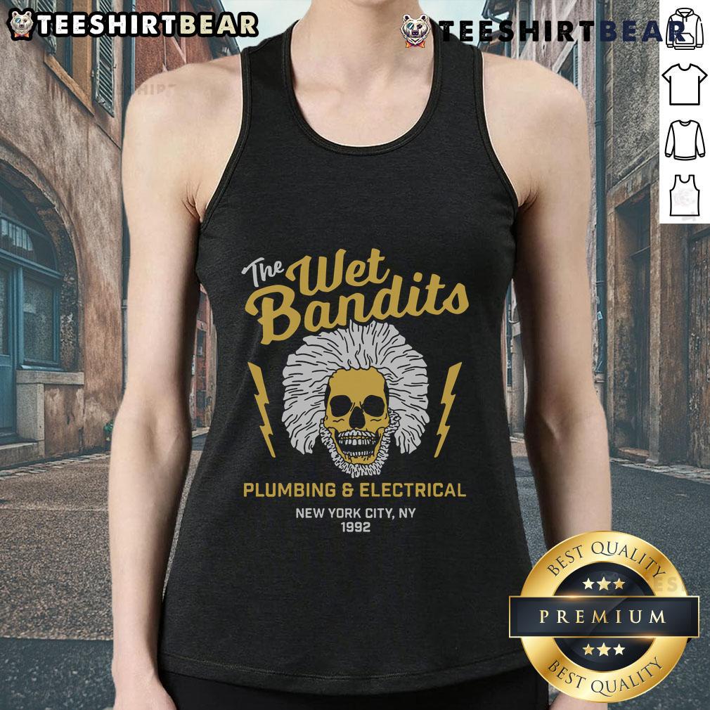 Funny The Wet Bandits movie tank top featuring iconic plumbing scene from New York City, 1992 comedy classic.