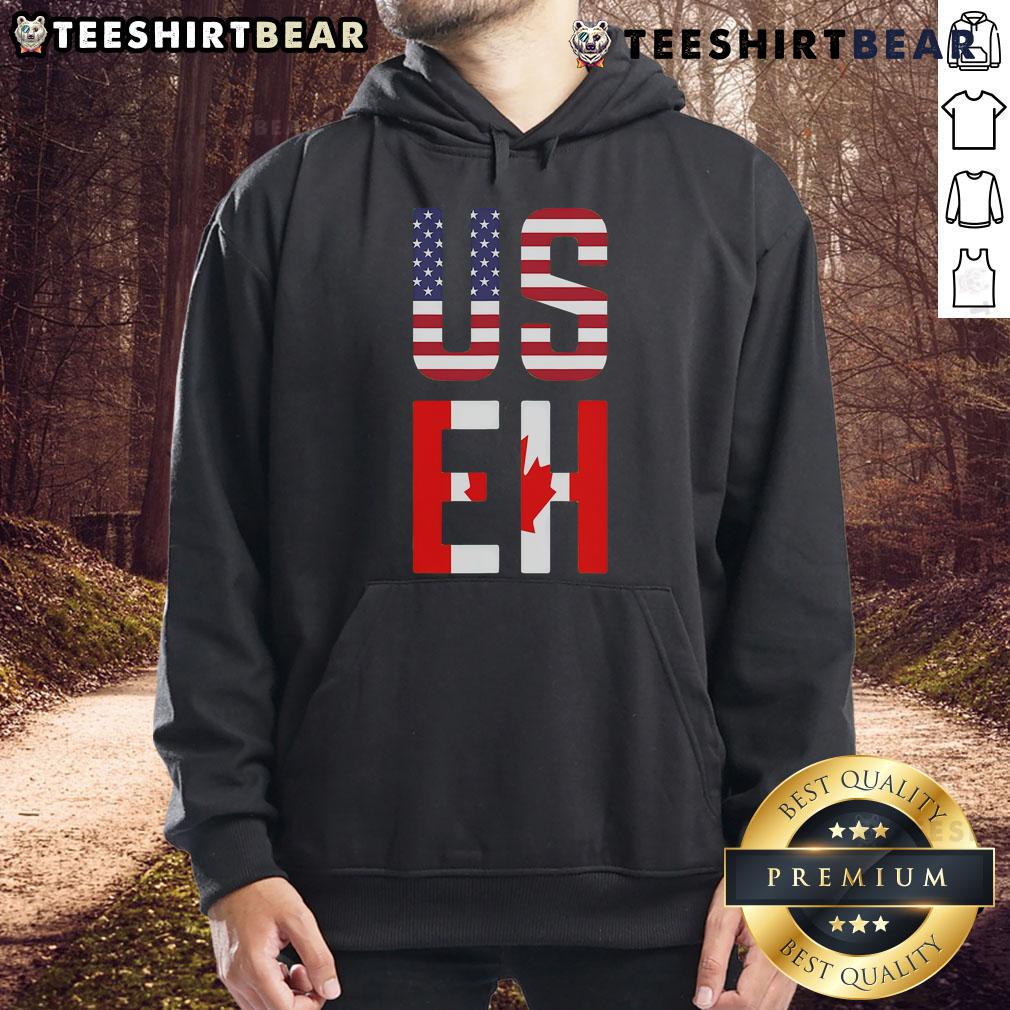 Funny Useh America Canada flag hoodie featuring American and Canadian designs, perfect for proud North American fans.