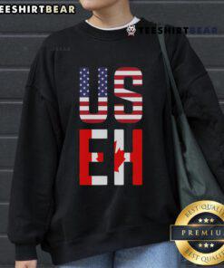 Funny sweatshirt featuring a mix of America and Canada flags, perfect for fans of American-Canadian humor.