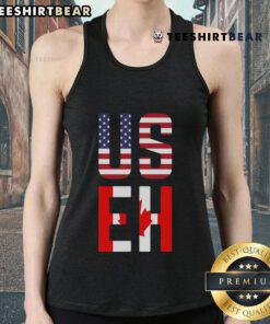 Funny Useh America Canada Flag tank top featuring a playful design celebrating American and Canadian culture.