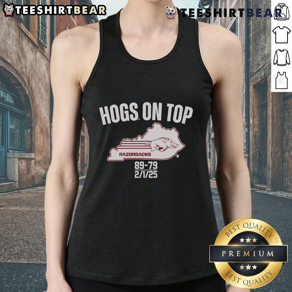 Good Arkansas Basketball Hogs on Top of Kentucky tank top displaying team spirit and pride for Arkansas fans.