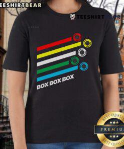 Good Box Box Box F1 tyre compound options ladies tee showcasing stylish design for Formula 1 fans.