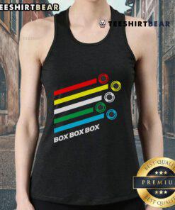 Good Box Box Box F1 Tyre Compound Options tank top featuring vibrant graphics and a sporty design for racing fans.