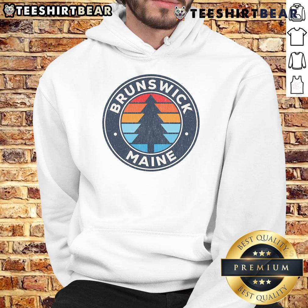 Alt Text: Vintage retro 70s hoodie featuring 'Good Brunswick Maine' design, perfect for nostalgic fashion lovers.