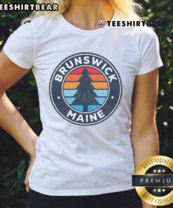 Vintage 70s ladies tee featuring 'Good Brunswick Maine' design, perfect for retro fashion enthusiasts.