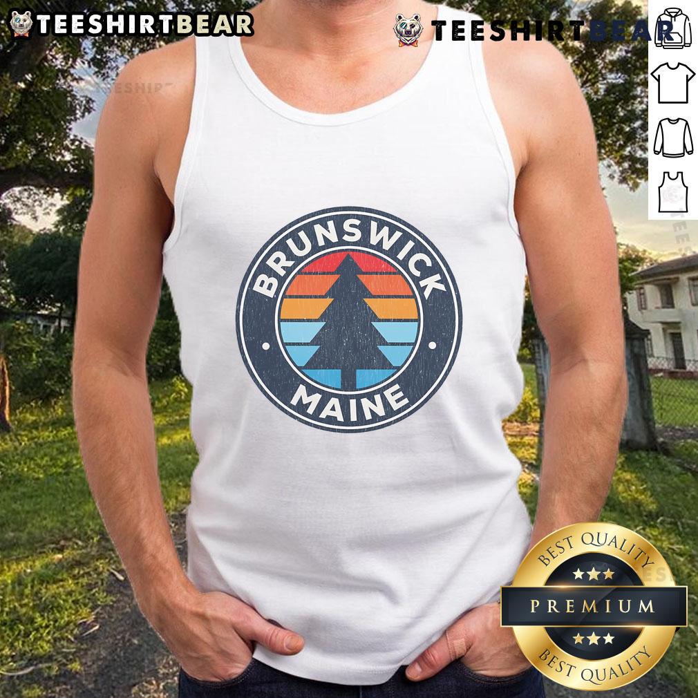 Vintage retro 70s tank top featuring 'Good Brunswick Maine' design, perfect for nostalgic fashion lovers.