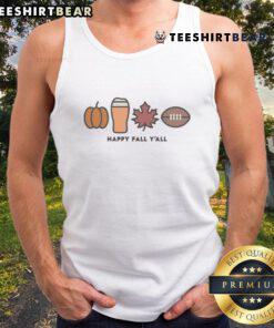 Good Happy Fall Y'all tank top featuring autumn colors and cheerful design, perfect for seasonal celebrations.