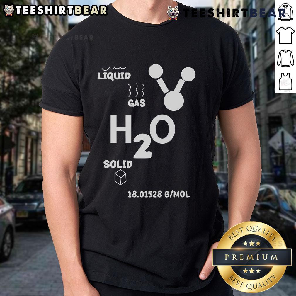 Good Liquid Gas H2O Solid G Mol T-Shirt featuring a creative water molecule design, perfect for science enthusiasts.