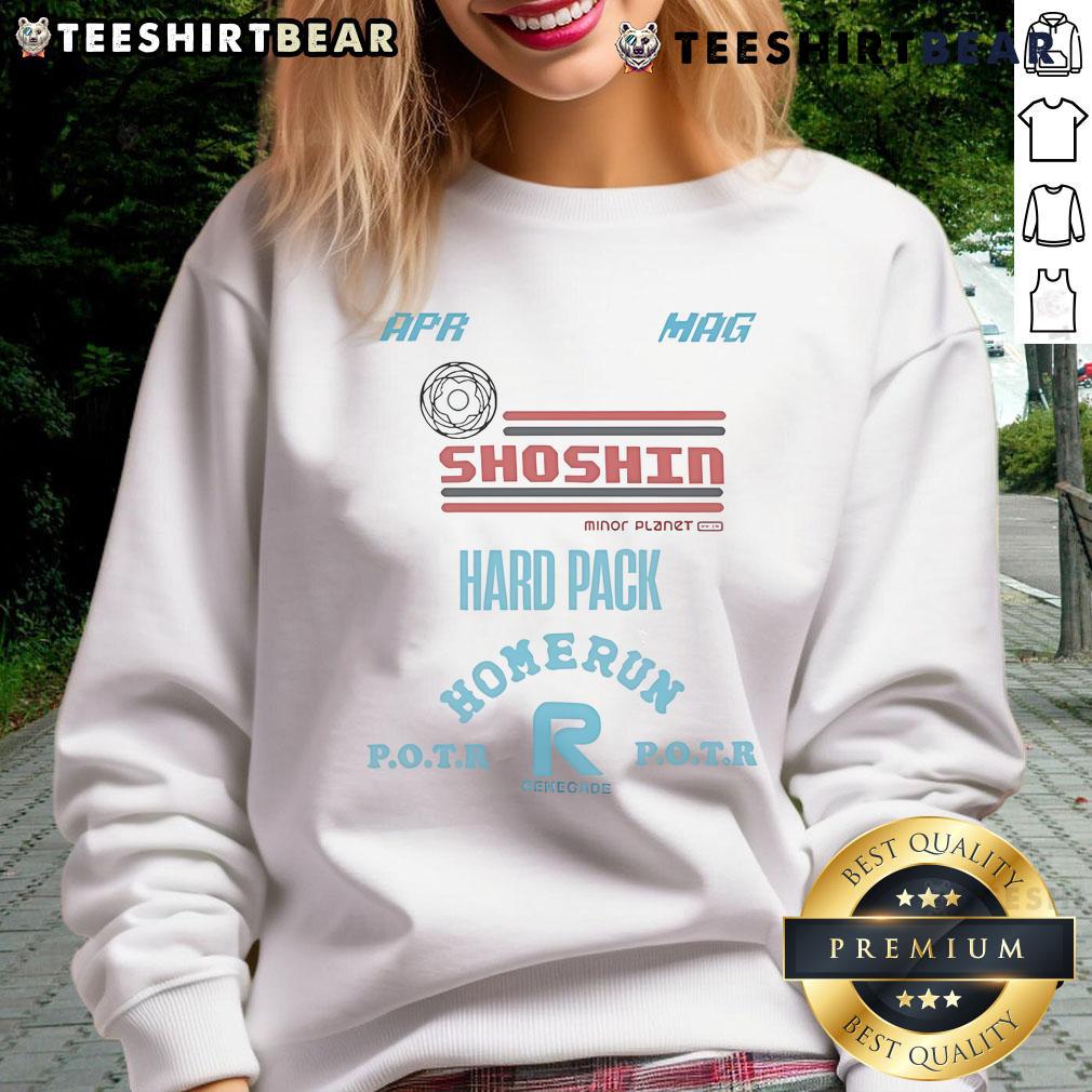 Good Shoshin Minor Planet blisters hard pack APR Mag Homerun Potr Renegade sweatshirt featuring vibrant design and style.