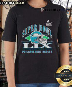 Retro ladies tee featuring a Philadelphia Eagles helmet design for Super Bowl LIX fans, perfect for game day style.