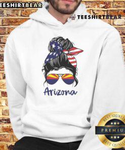 Hot Arizona messy bun hairstyle with a stylish Arizona flag state hoodie, perfect for casual desert vibes.