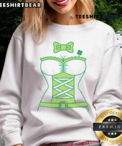 Hot Leprechaun Lass St. Patty's Day sweatshirt featuring vibrant green design and festive graphics for celebrating the holiday.