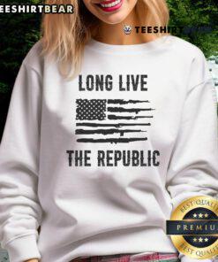 Hot Long Live The Republic sweatshirt in vibrant colors, featuring bold text design perfect for patriotic fashion enthusiasts.