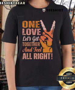 Alt Text: Black History Month ladies' tee featuring 'Hot One Love, Let's Get Together' design for celebration and unity.