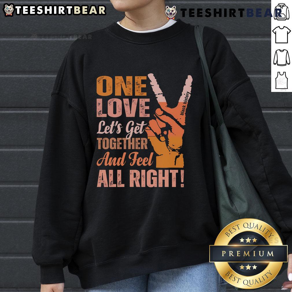 Black History Month sweatshirt featuring 'Hot One Love Let's Get Together' design for a stylish celebration of culture.