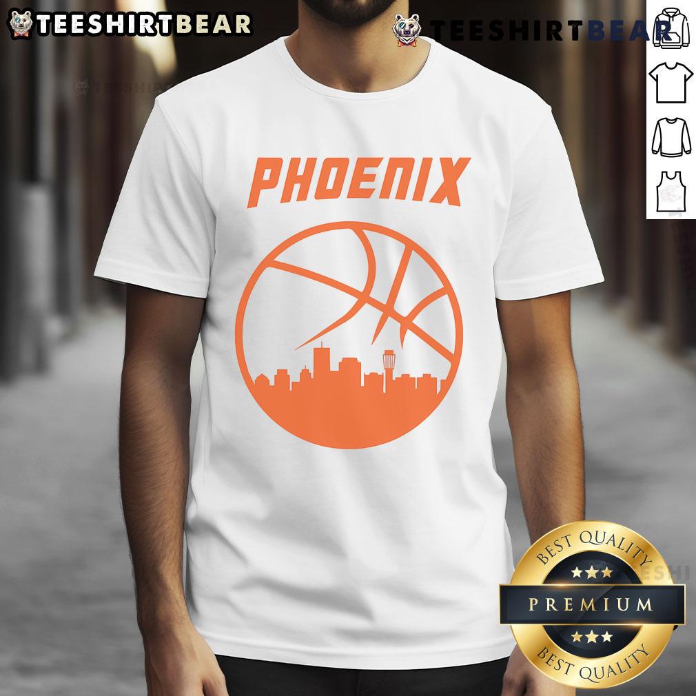 Alt Text: Stylish Hot Phoenix Basketball Retro City Arizona State T-Shirt featuring vibrant graphics for sports enthusiasts.