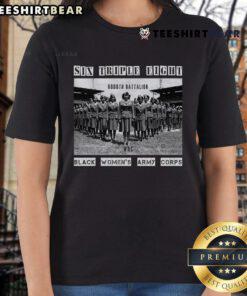 Hot Six Triple Eight Black Womens Army Corps Ladies Tee showcasing stylish design and comfortable fit for everyday wear.