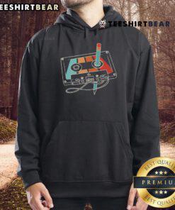Alt Text: Retro hoodie featuring a colorful 80s and 90s cassette design, perfect for vintage music lovers.