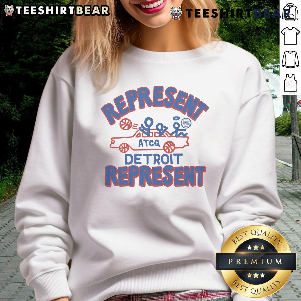 Alt Text: Nice A Tribe Called Quest X Detroit Pistons Represent Sweatshirt featuring vibrant graphics and stylish design.