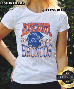 Ladies tee featuring the classic Boise State Broncos team helmet design, perfect for fans and casual wear.