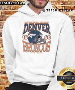 Classic Denver Broncos helmet hoodie featuring team colors and logo, perfect for fans and casual wear.