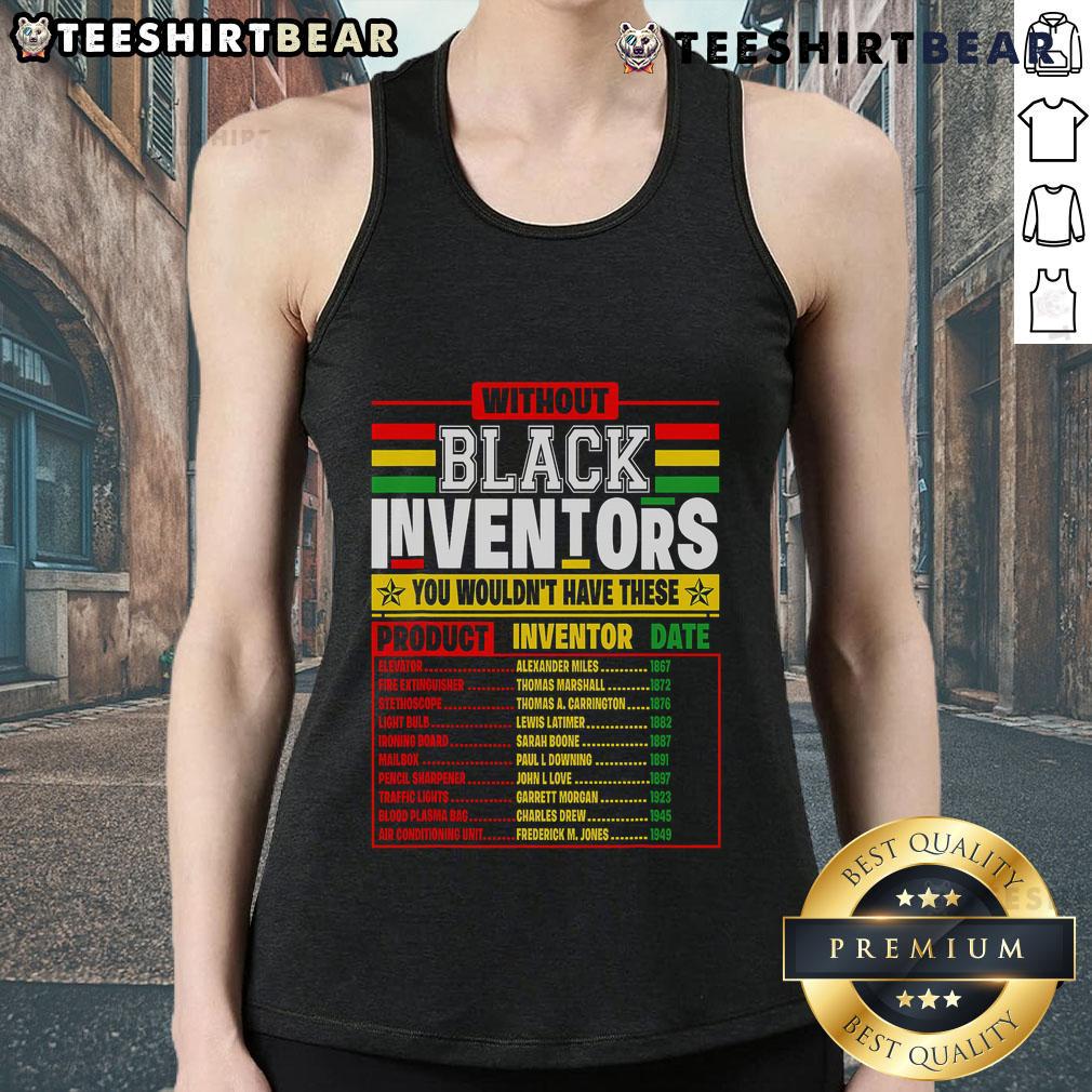 Black History Month tank top featuring the history of forgotten Black inventors, celebrating their contributions.