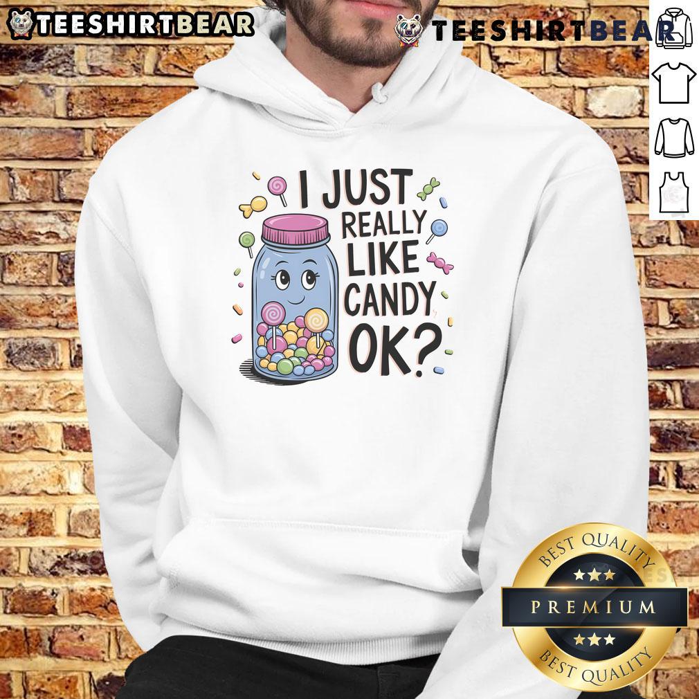 Cute candy-themed hoodie featuring colorful designs that express a fun love for candy. Perfect for sweet treat lovers!