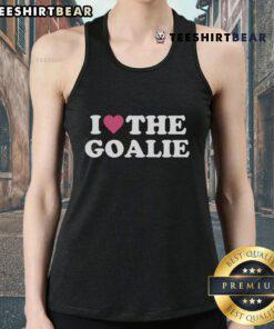 Nice I Love The Goalie cute soccer goalie tank top design featuring a playful graphic for soccer enthusiasts.