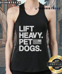 Pet dogs wearing gym weightlifters tank tops, showcasing a fun and playful fitness vibe for Nice Lift enthusiasts.