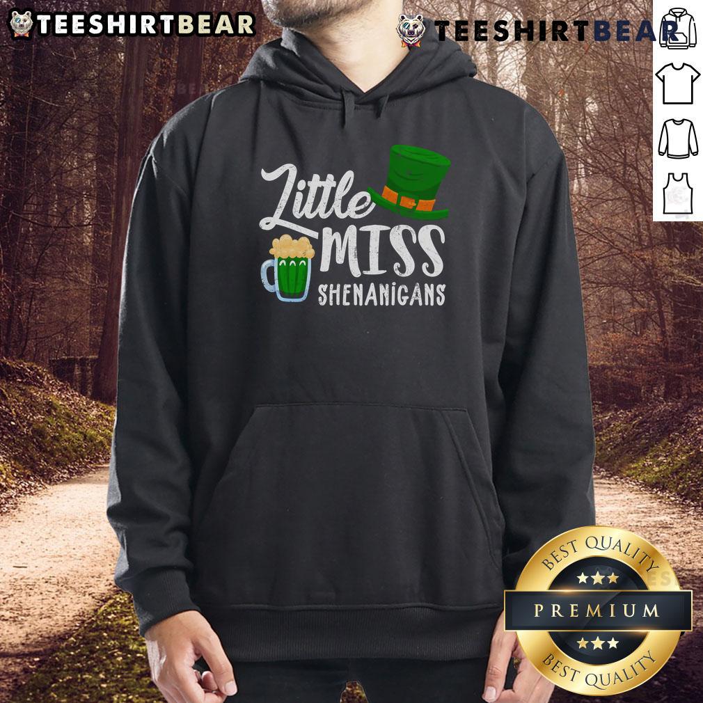 Nice Little Miss Shenanigans St. Patrick's Day hat and beer hoodie, perfect for festive celebrations and fun gatherings.