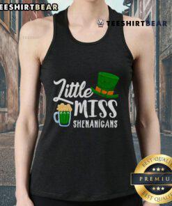 St. Patrick's Day tank top featuring 'Nice Little Miss Shenanigans' design, perfect for festive beer celebrations.