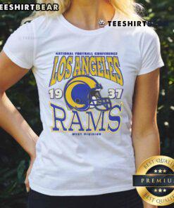 Nice Los Angeles Rams classic team helmet ladies tee showcasing vibrant team colors and stylish design for fans.