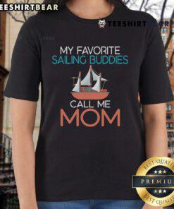 Mom boat captain tee for ladies, featuring 'My Favorite Sailing Buddies' design, perfect for passionate sailors.
