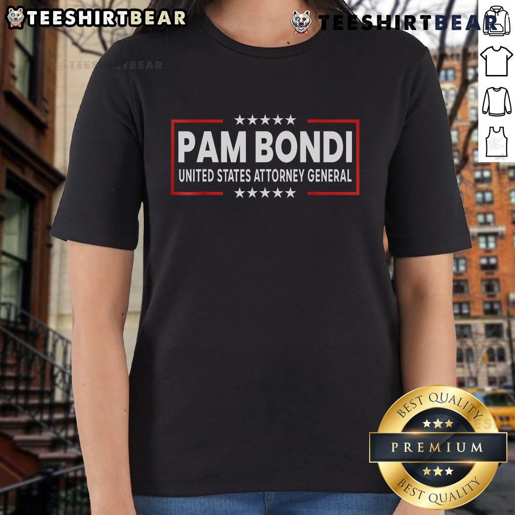 Nice Pam Bondi United States Attorney General DOJ Ladies Tee showcasing a stylish design for fans of legal apparel.