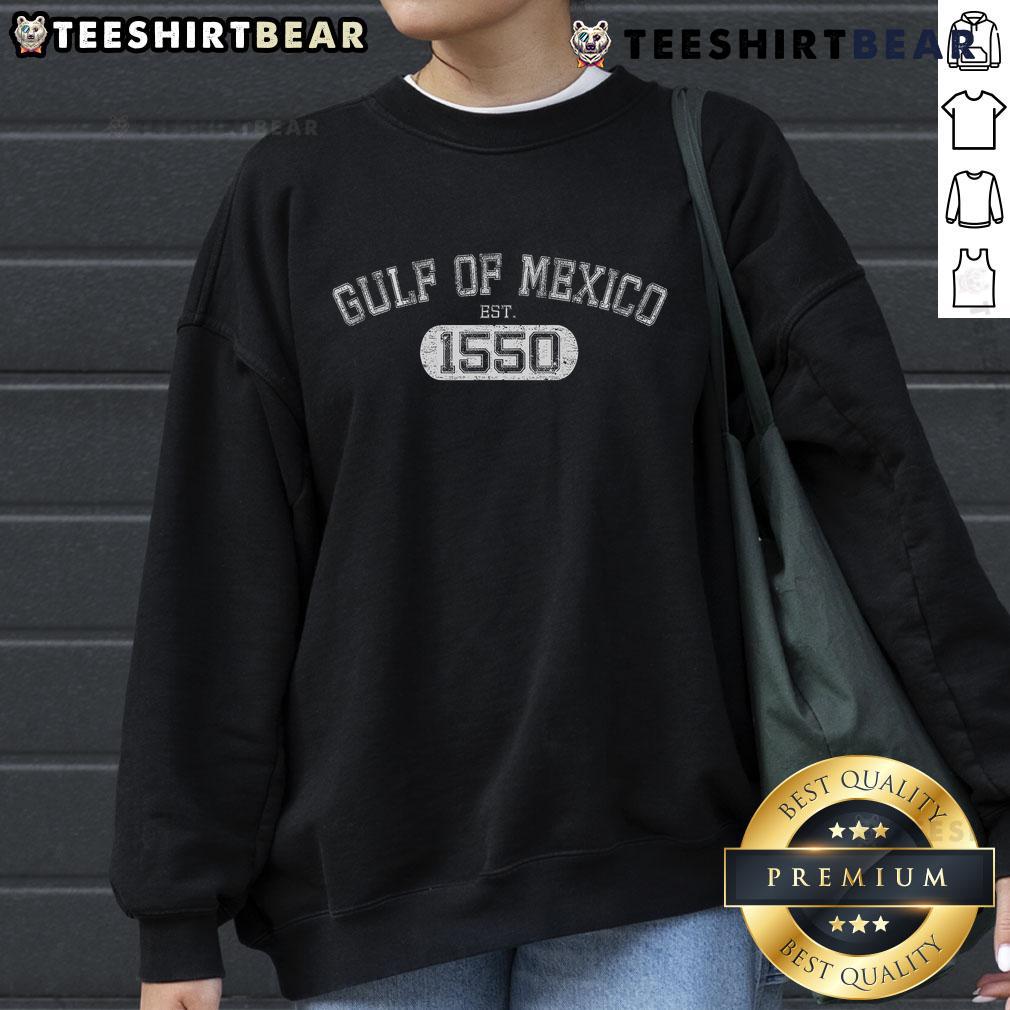 Retro Gulf of Mexico sweatshirt featuring the Mexican flag, established 1550, perfect for stylish beachwear.
