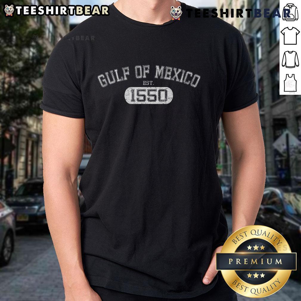 Nice Retro Gulf Of Mexico Est 1550 Mexican Flag T-Shirt featuring a vibrant Mexican flag design on a classic tee.