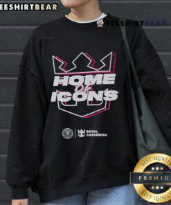 Alt Text: Cozy sweatshirt featuring the Nice Royal Caribbean Home of Icons logo, perfect for fans of tropical style and comfort.
