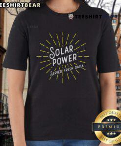 Funny retro solar ladies tee featuring solar power design, served fresh daily. Perfect for eco-conscious fashion lovers!