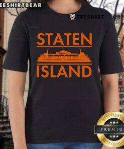 Beautiful Staten Island Ferry view in New York, featuring ladies tee design, perfect for ferry enthusiasts and tourists.