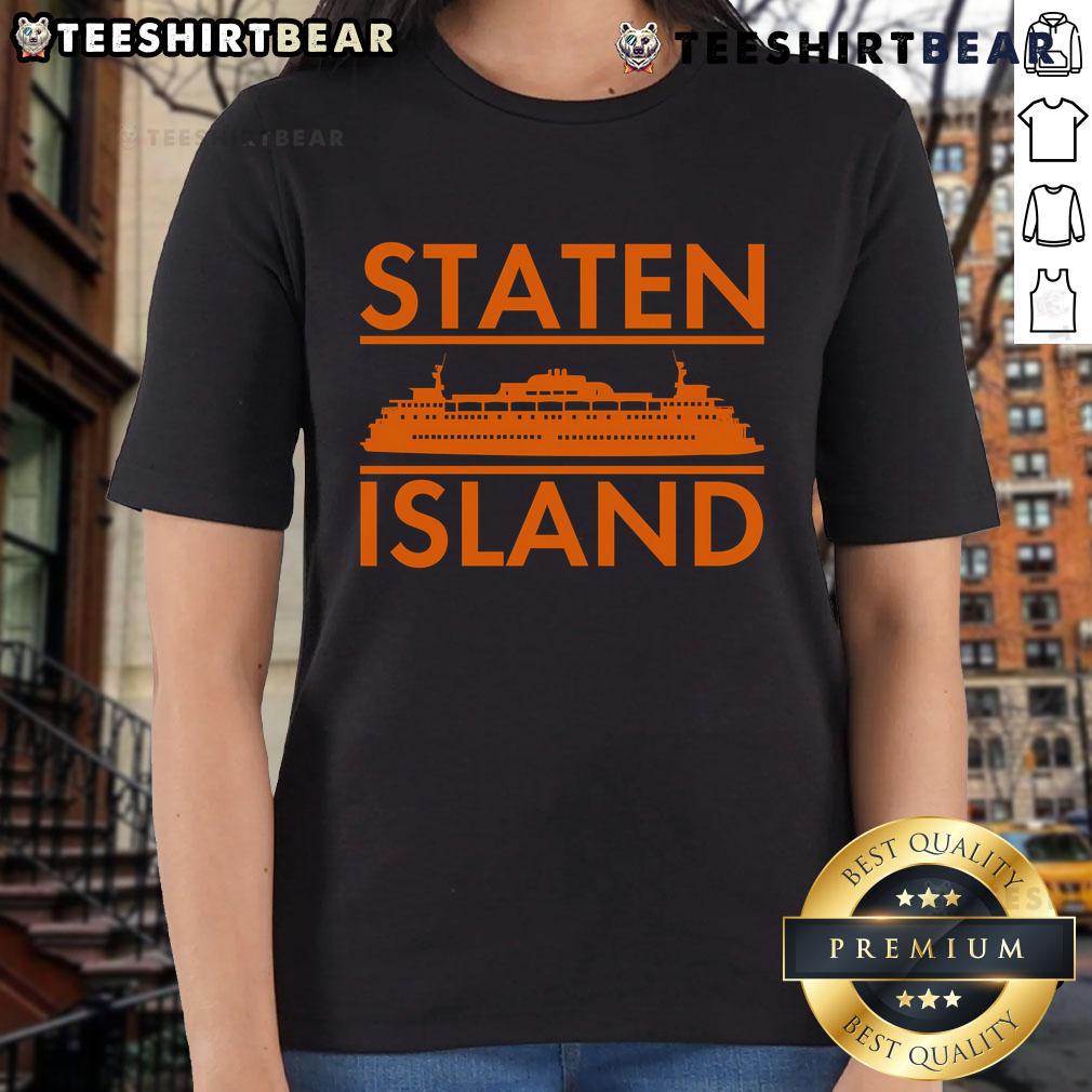Beautiful Staten Island Ferry view in New York, featuring ladies tee design, perfect for ferry enthusiasts and tourists.
