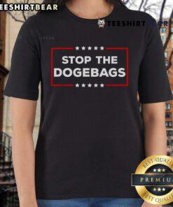 Nice Stop The Dogebags Anti-Doge Trump Ladies Tee featuring bold graphics and a stylish fit for dogecoin enthusiasts.